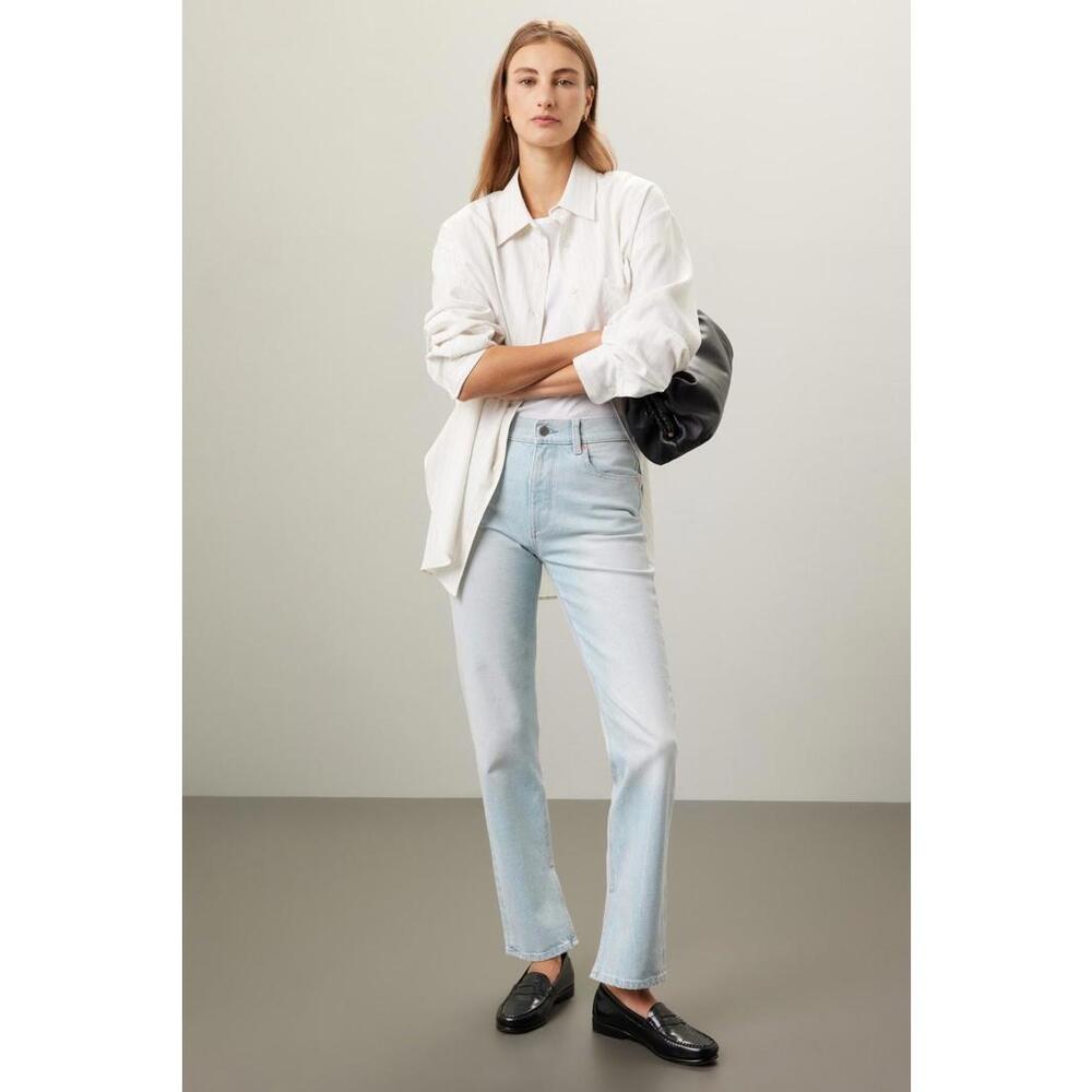 DL1961 Patti Straight High Rise Jeans Light Blue Size 26 with Stains